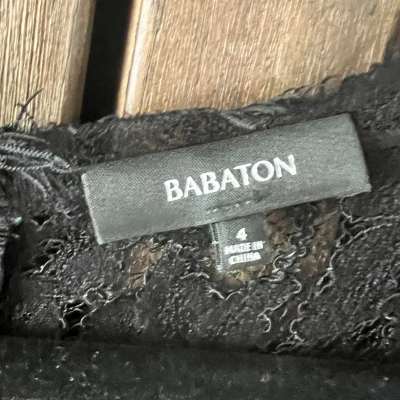 Babaton Aritzia Tobias Eyelash Lace V-Neck Dress Black Size 4 - Picture 7 of 9